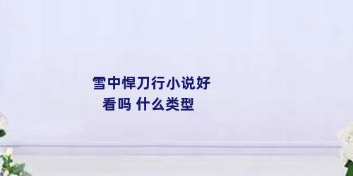 雪中悍刀行小说好看吗 什么类型
